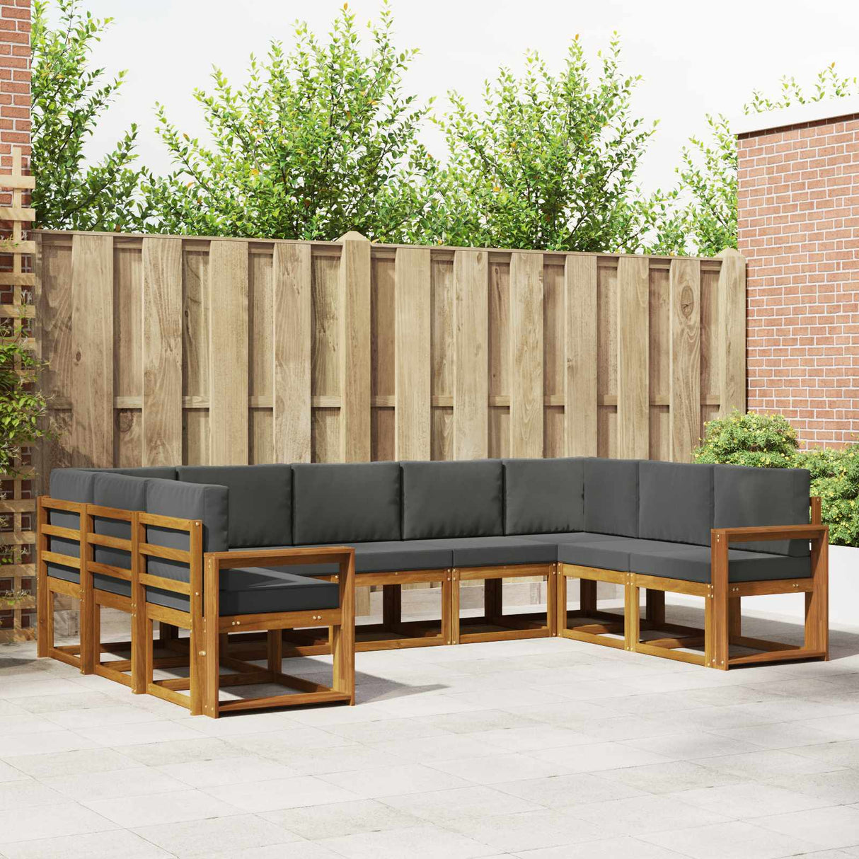 vidaXL Buiten bank set 9 pcs Naturel Massief Acacia Hout