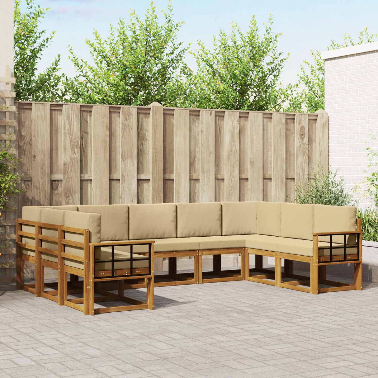vidaXL Buiten bank set 9 pcs Naturel Massief Acacia Hout