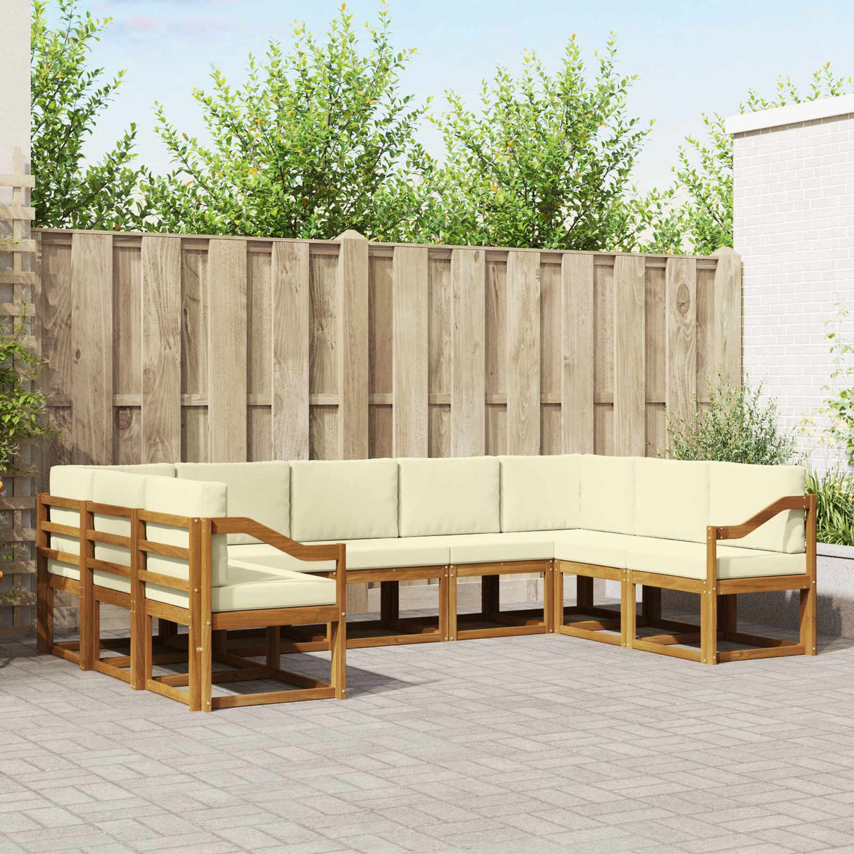 vidaXL Buiten bank set 9 pcs Naturel Massief Acacia Hout