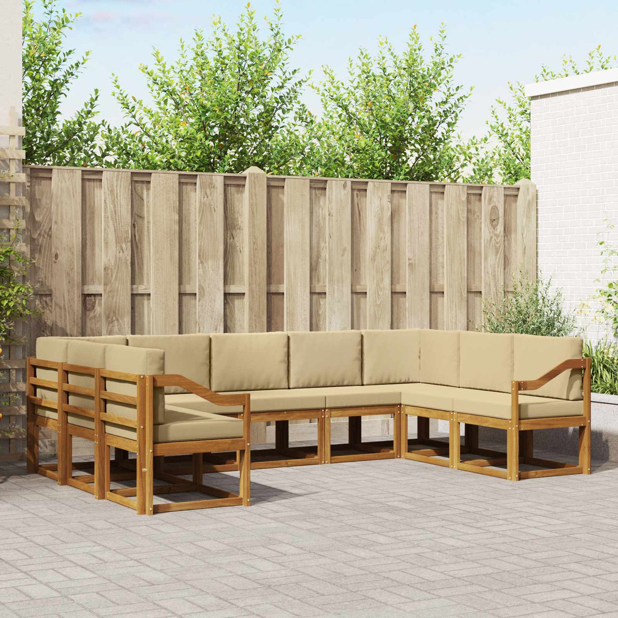 vidaXL Buiten bank set 9 pcs Naturel Massief Acacia Hout
