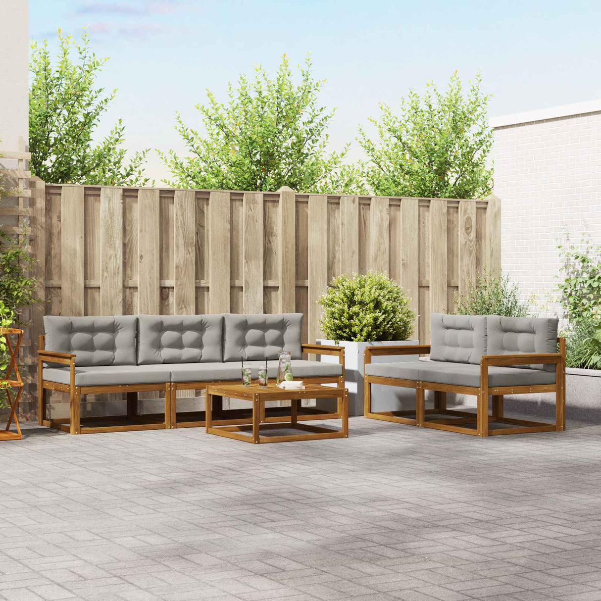 vidaXL Buiten bank set 6 pcs Naturel Massief Acacia Hout