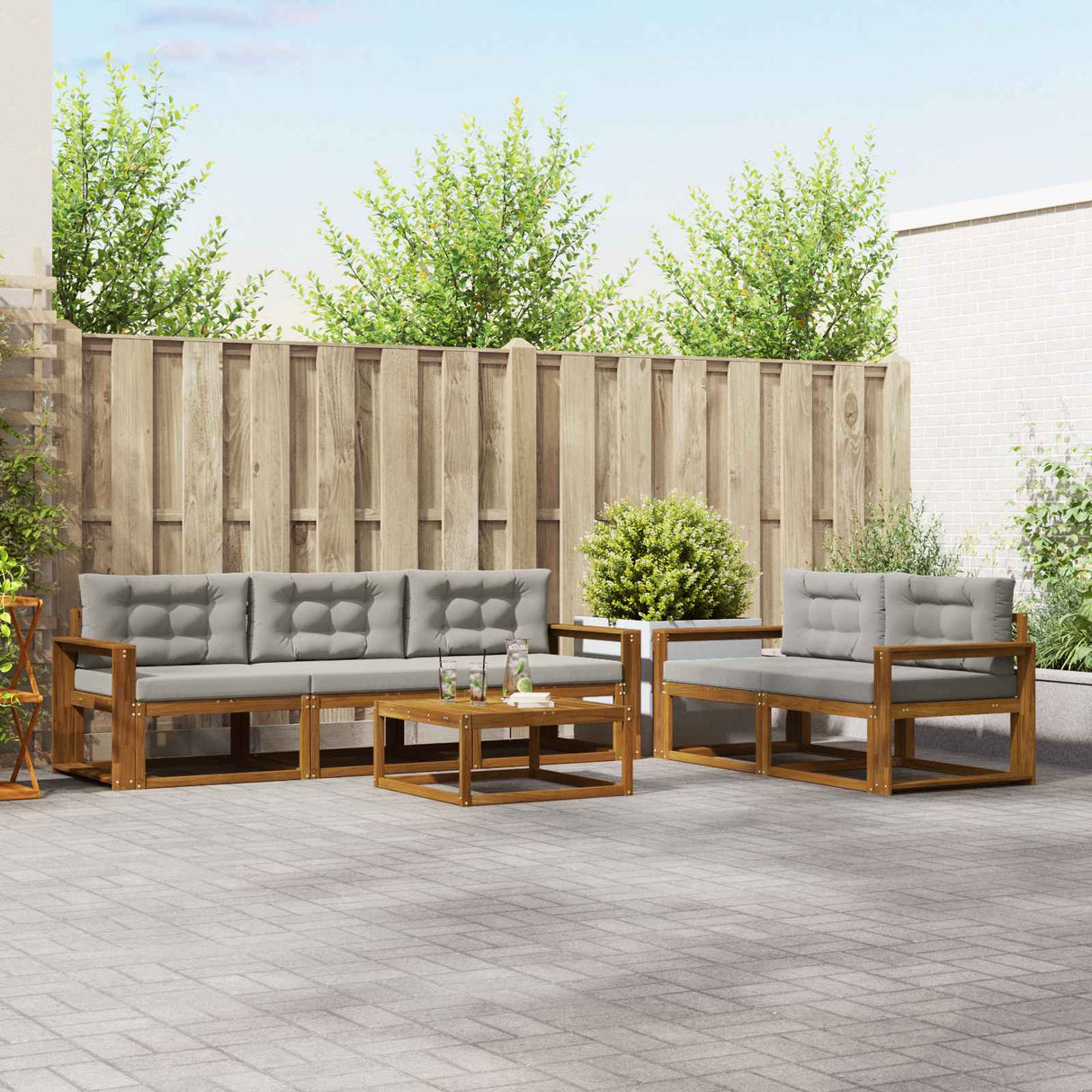 vidaXL Buiten bank set 6 pcs Naturel Massief Acacia Hout