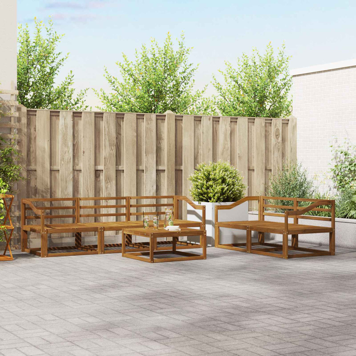 vidaXL Buiten bank set 6 pcs Naturel Massief Acacia Hout