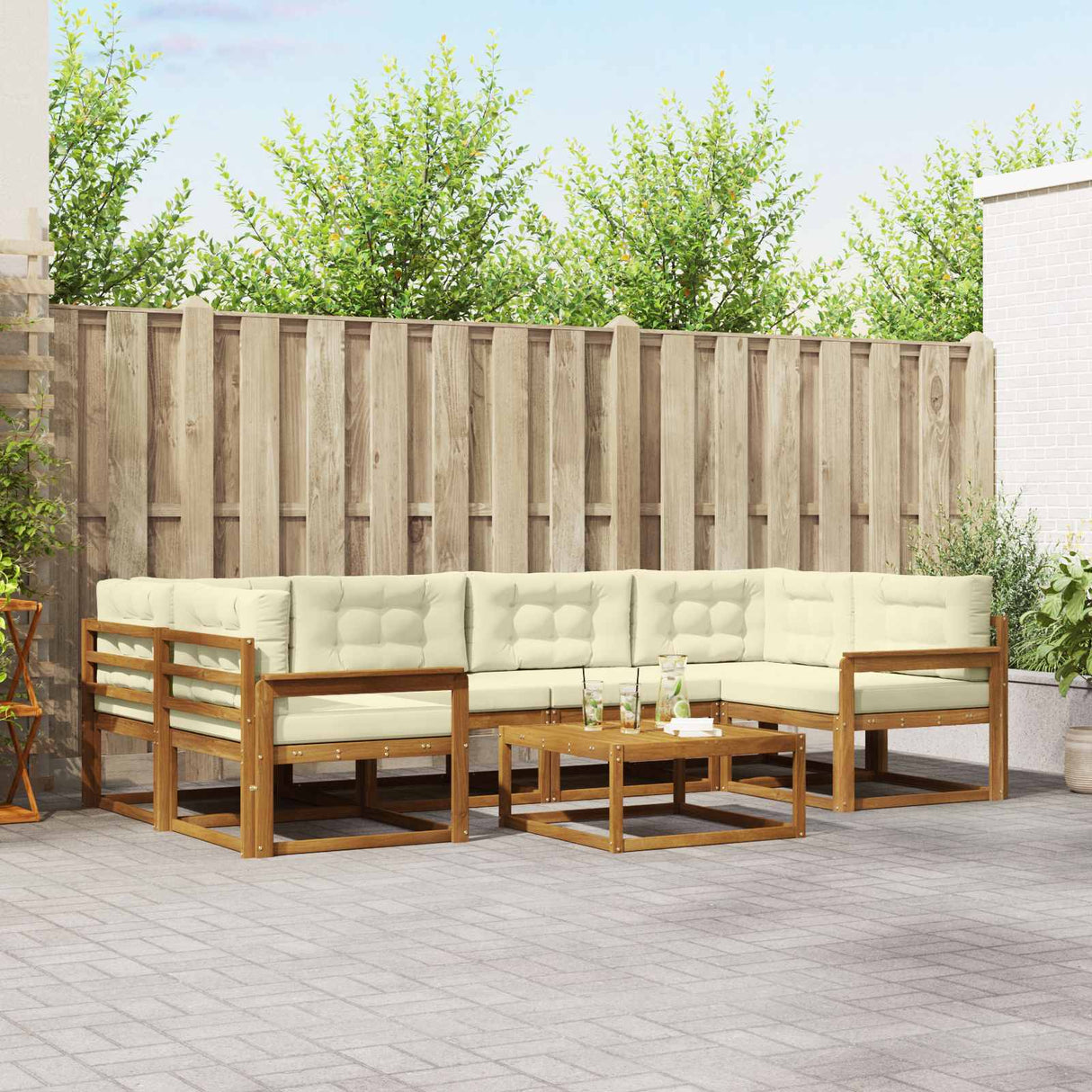 vidaXL Ensemble de 7 bancs de jardin en bois d'acacia massif Naturel
