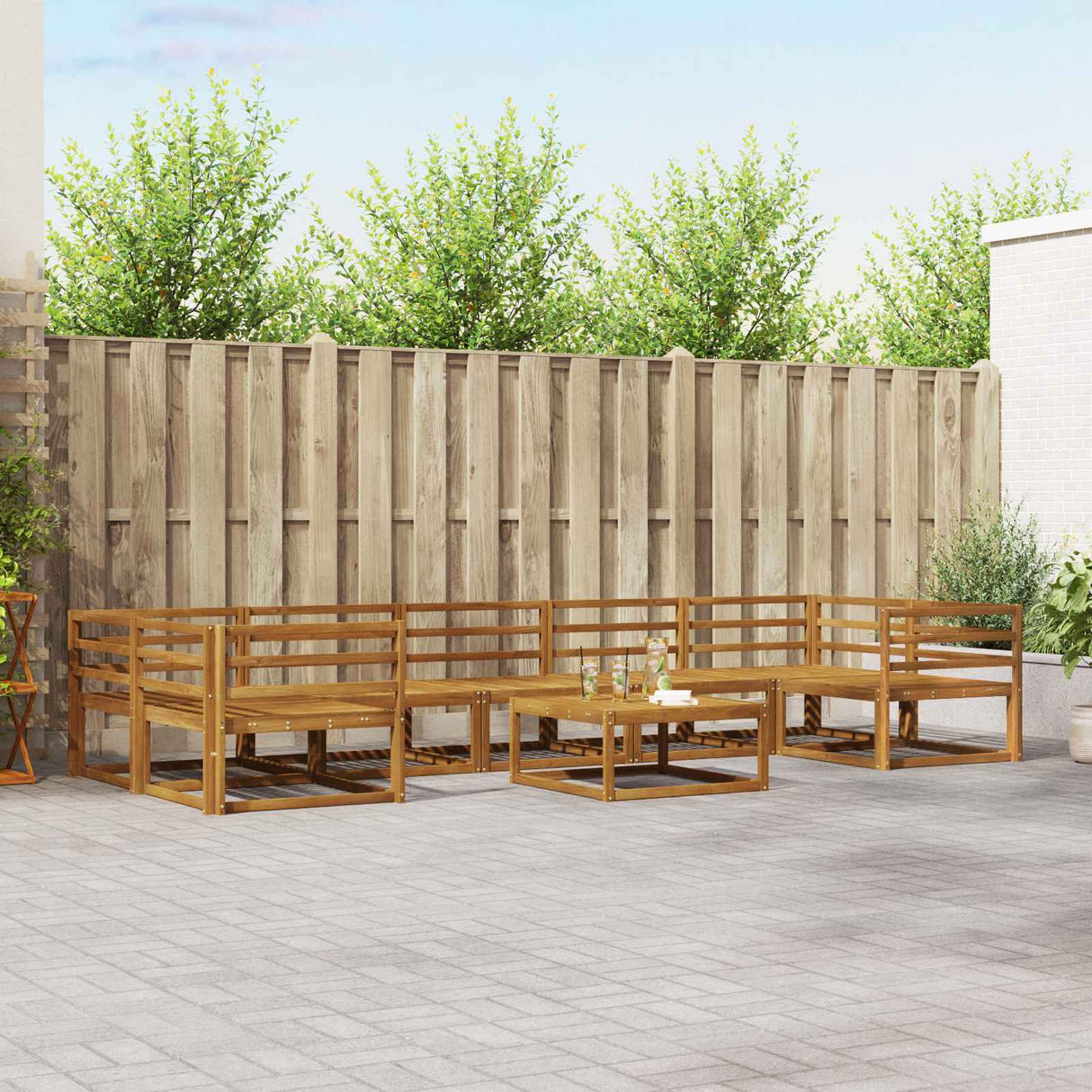 vidaXL Outdoor sofa set 8 pcs Natural Solid Acacia Wood