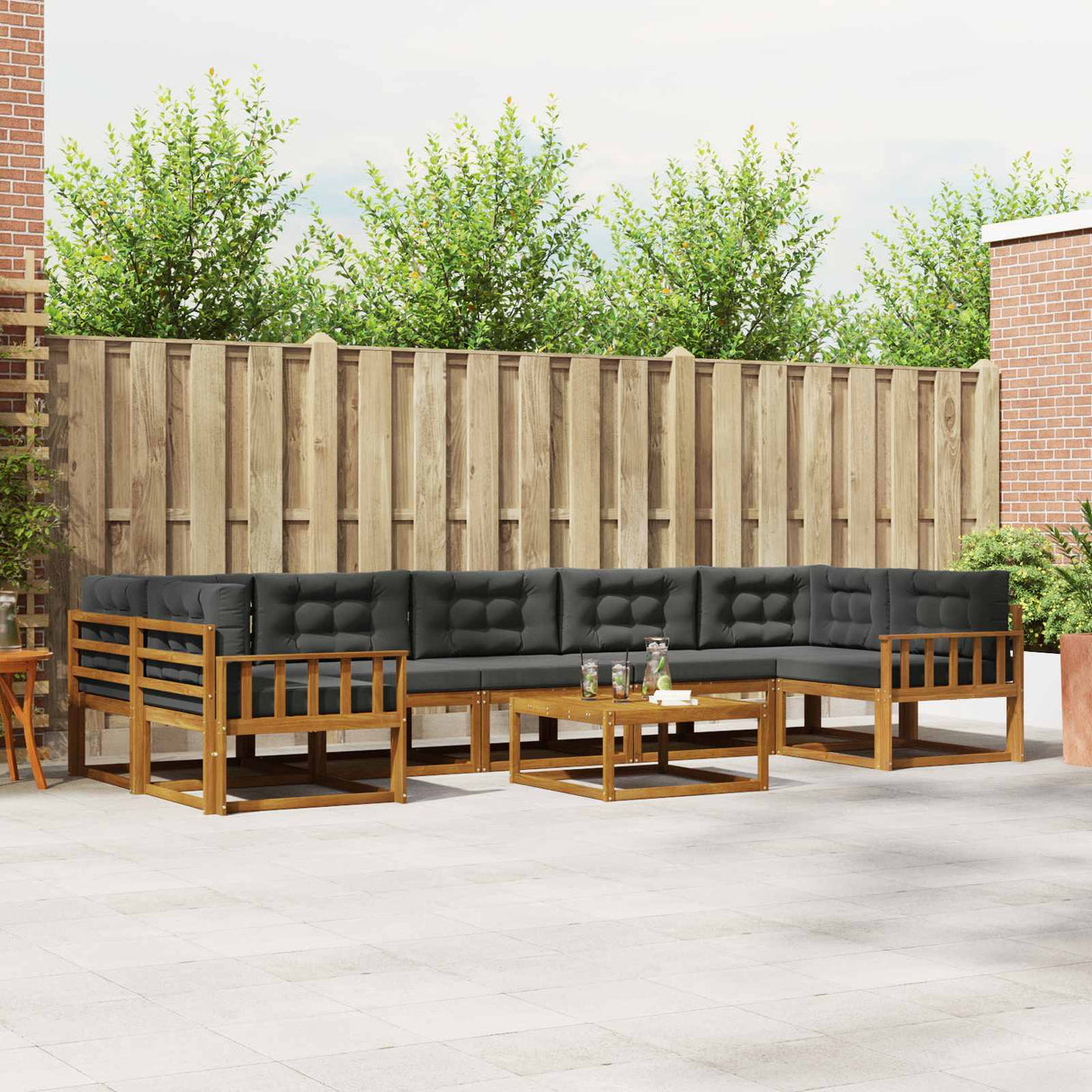 vidaXL Outdoor sofa set 8 pcs Natural Solid Acacia Wood