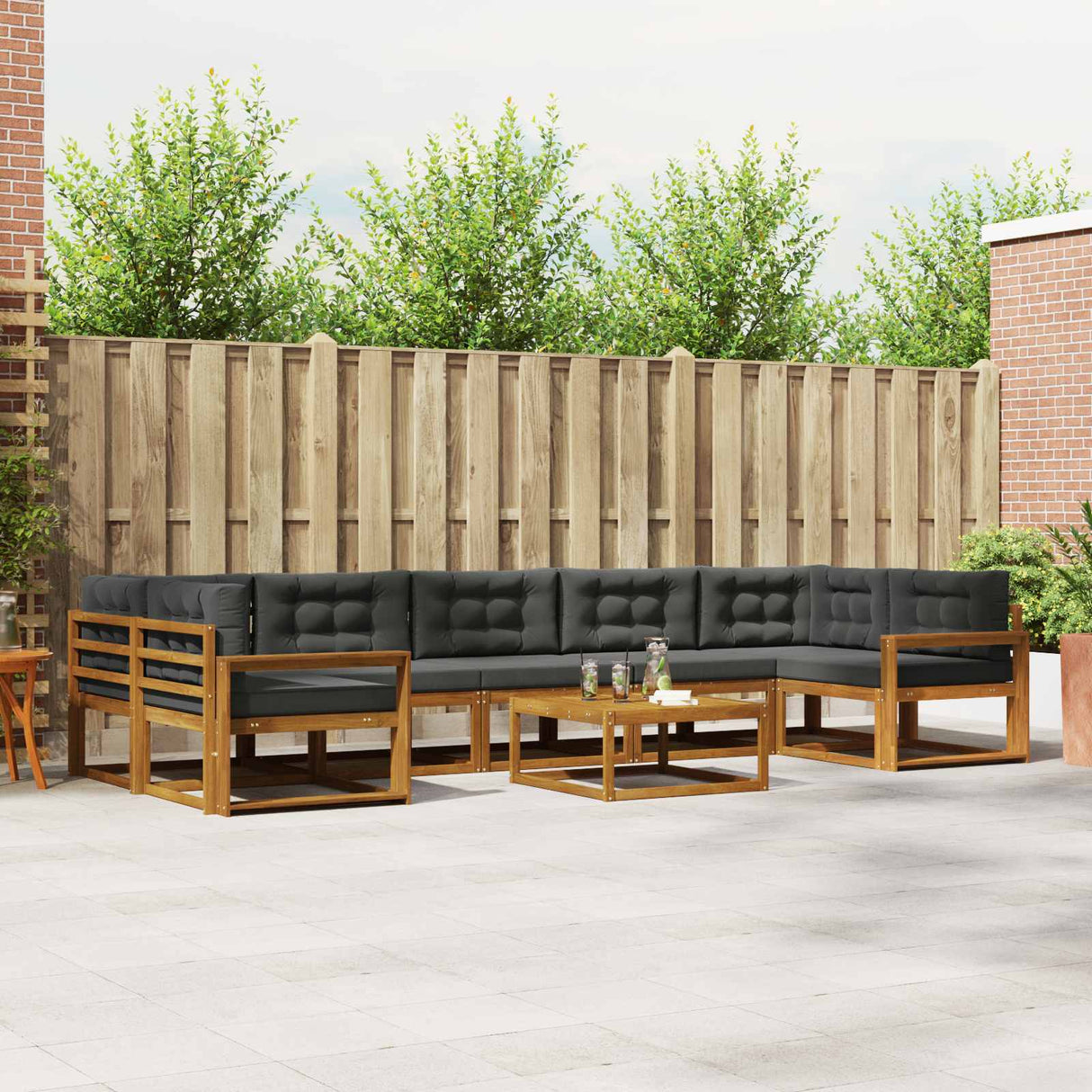 vidaXL Outdoor sofa set 8 pcs Natural Solid Acacia Wood