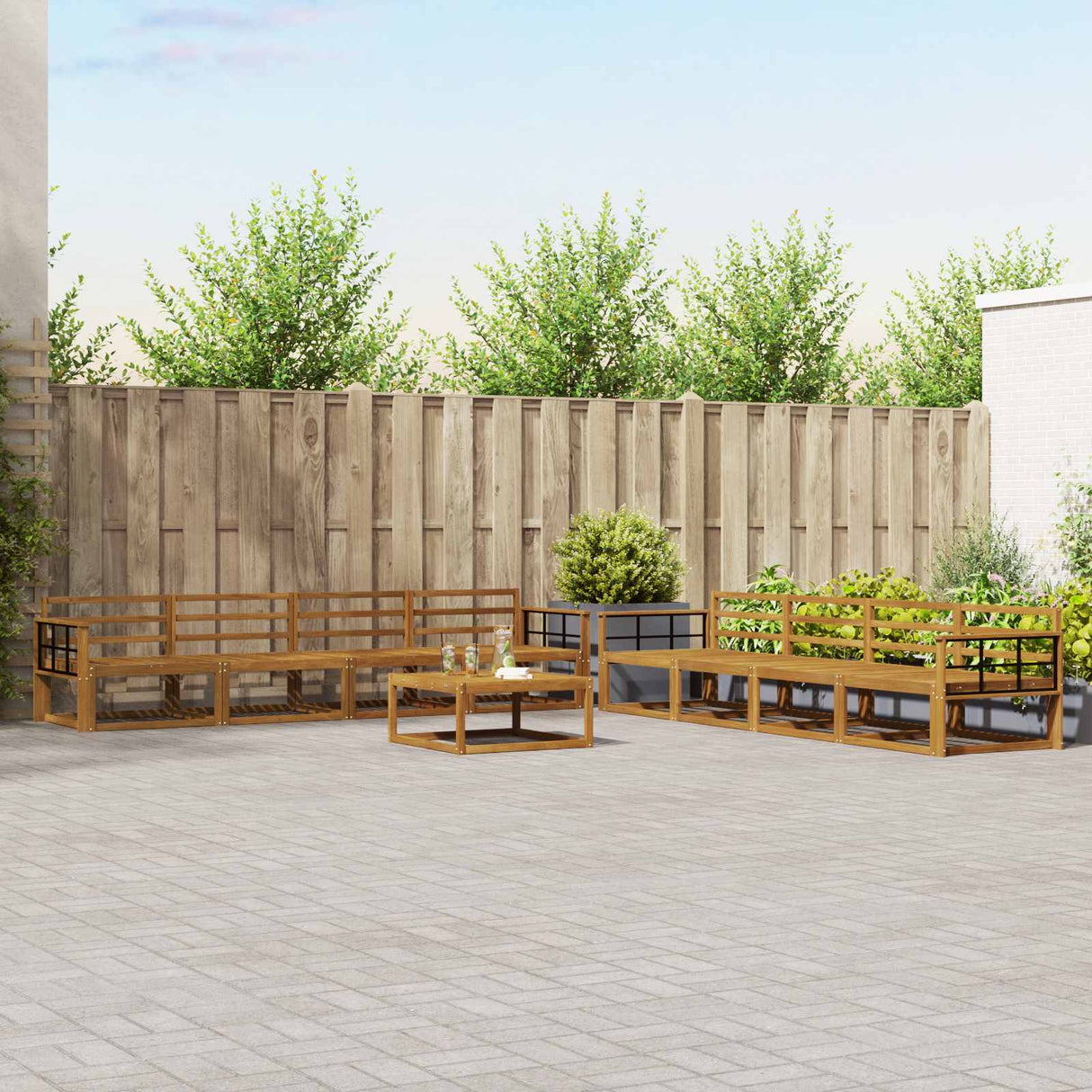 vidaXL Outdoor Sofa Set 9 pcs Natural Solid Acacia Wood