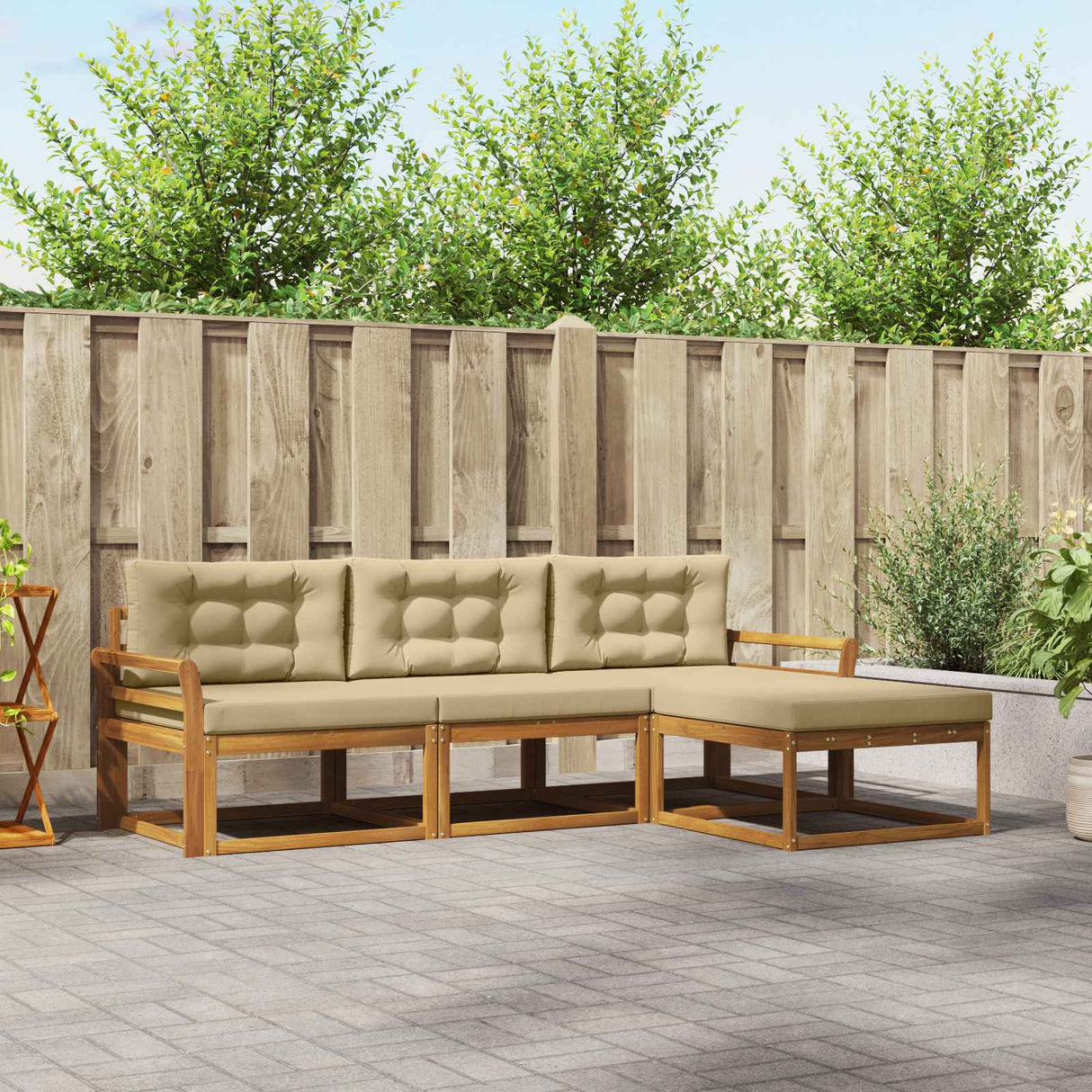 vidaXL Outdoor Sofa Set 4 pcs Natural Solid Acacia Wood