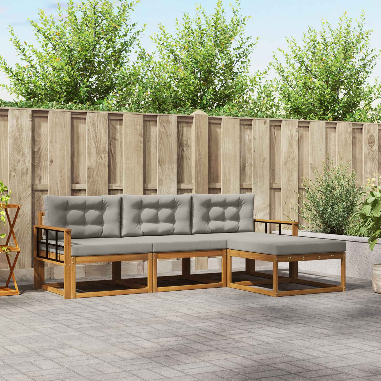 vidaXL Outdoor Sofa Set 4 pcs Natural Solid Acacia Wood