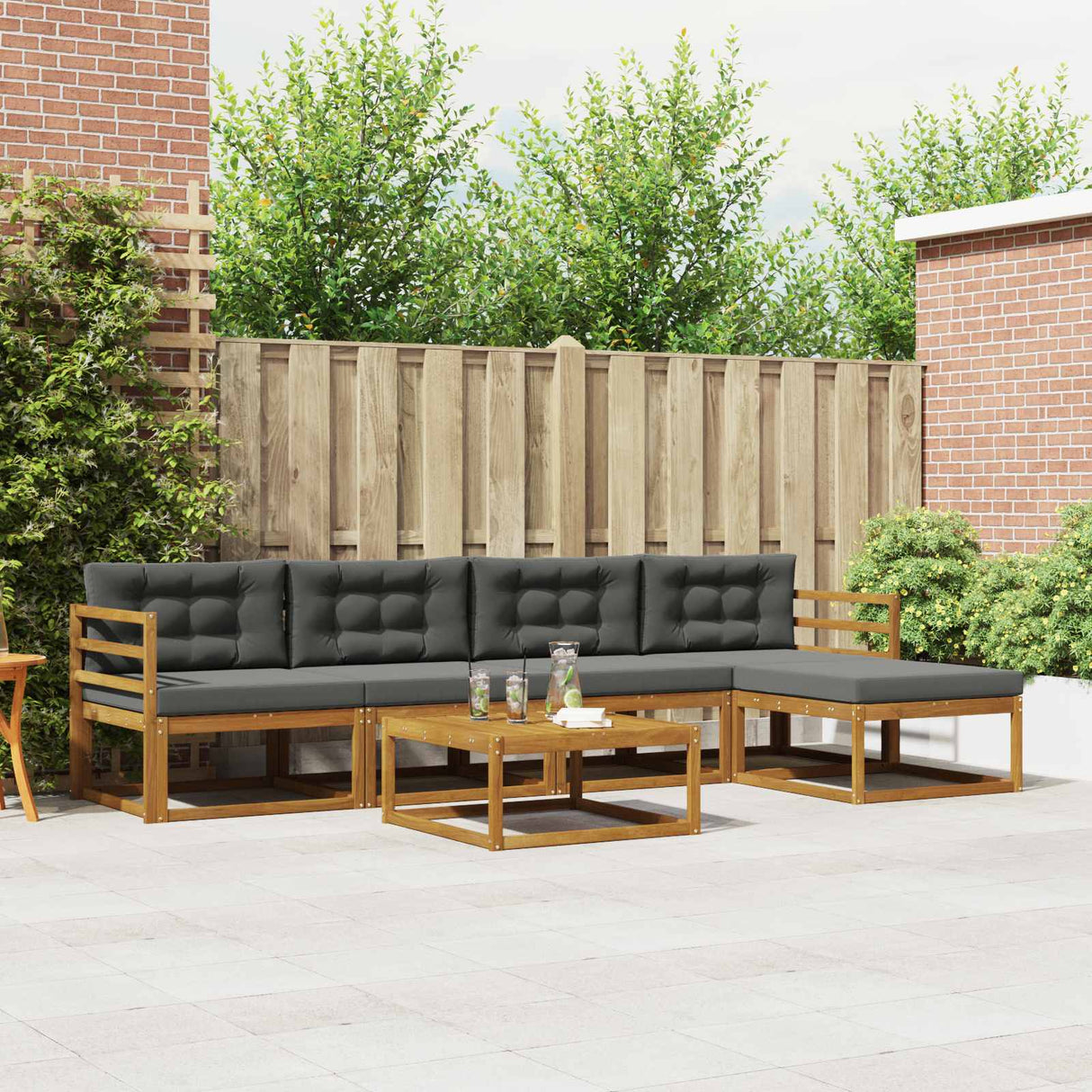 vidaXL Buiten bank set 6 pcs Naturel Massief Acacia Hout