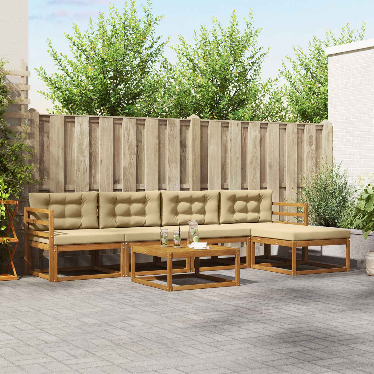 vidaXL Buiten bank set 6 pcs Naturel Massief Acacia Hout