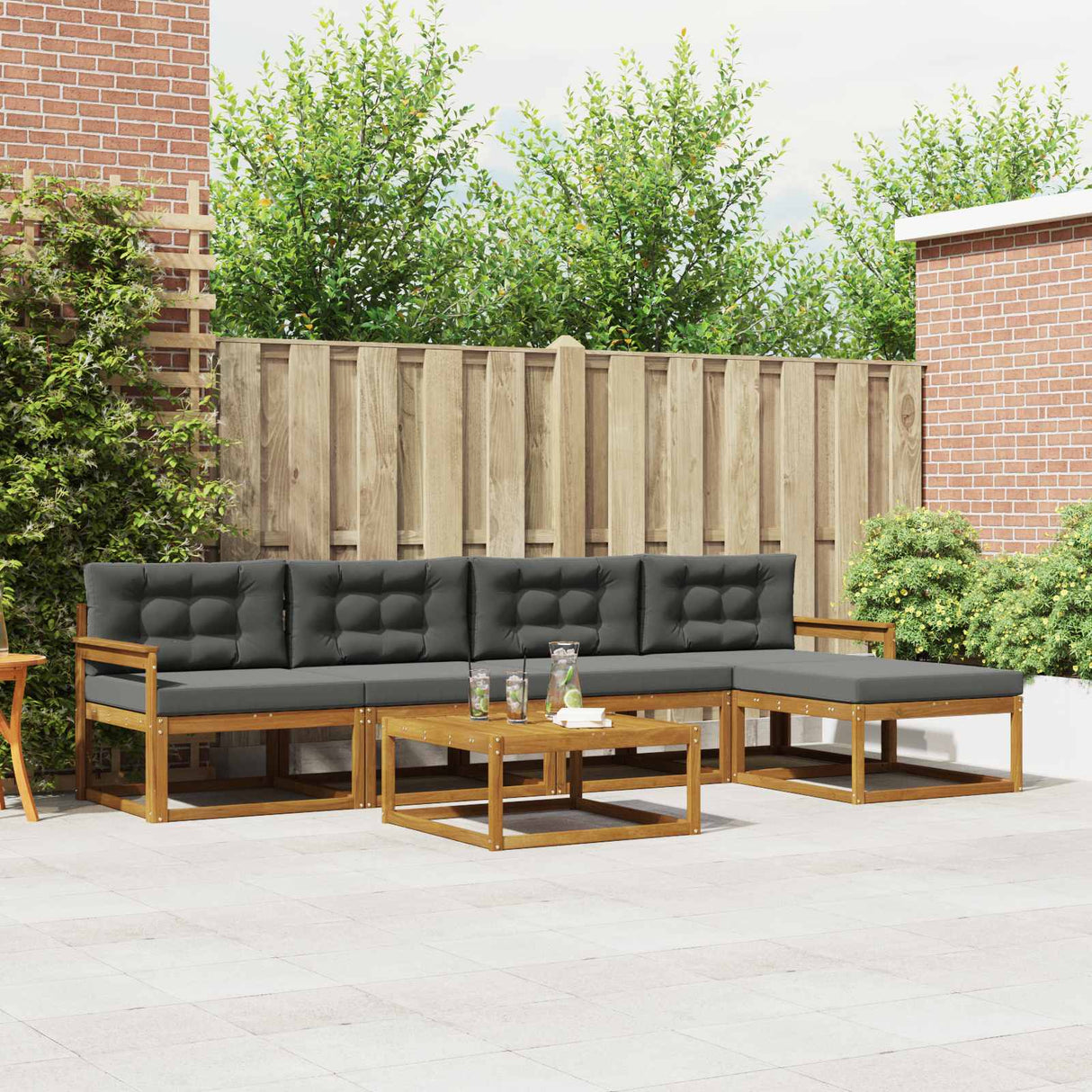 vidaXL Buiten bank set 6 pcs Naturel Massief Acacia Hout