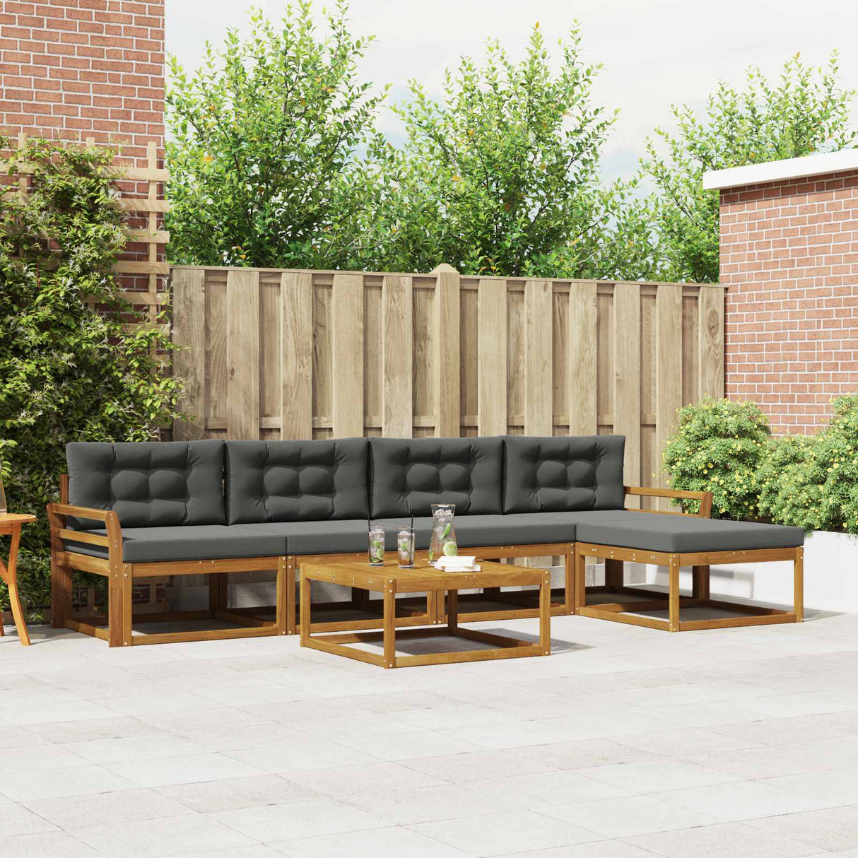 vidaXL Buiten bank set 6 pcs Naturel Massief Acacia Hout