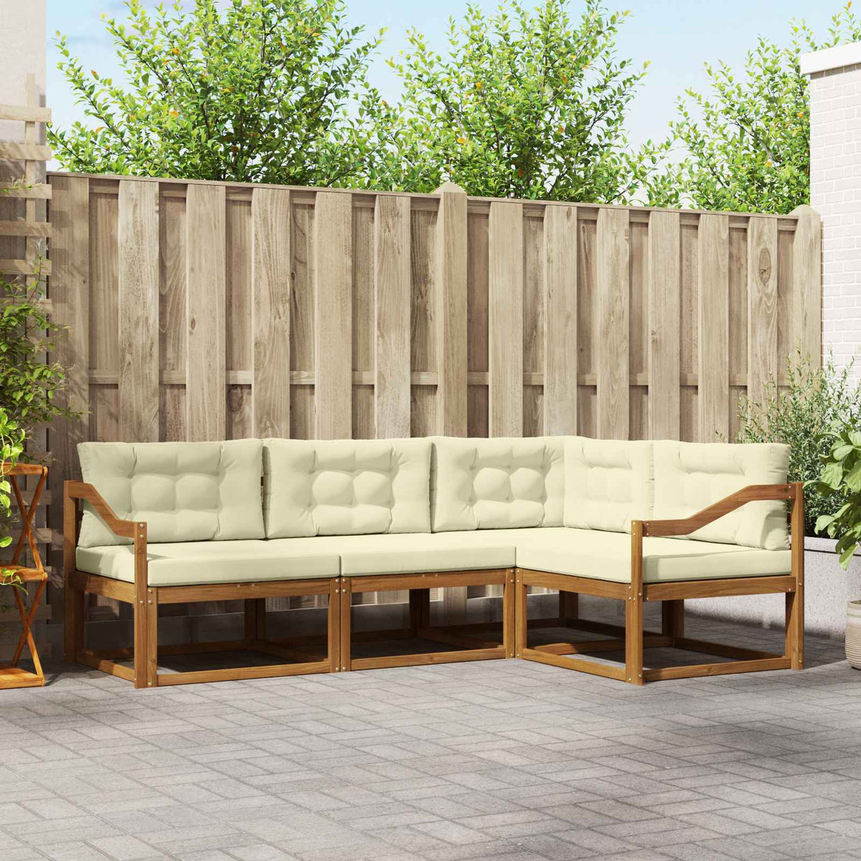 vidaXL Outdoor Sofa Set 4 pcs Natural Solid Acacia Wood