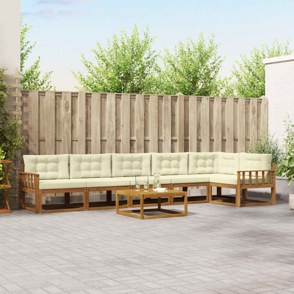 vidaXL Buiten bank set 7 pcs Naturel Massief Acacia Hout