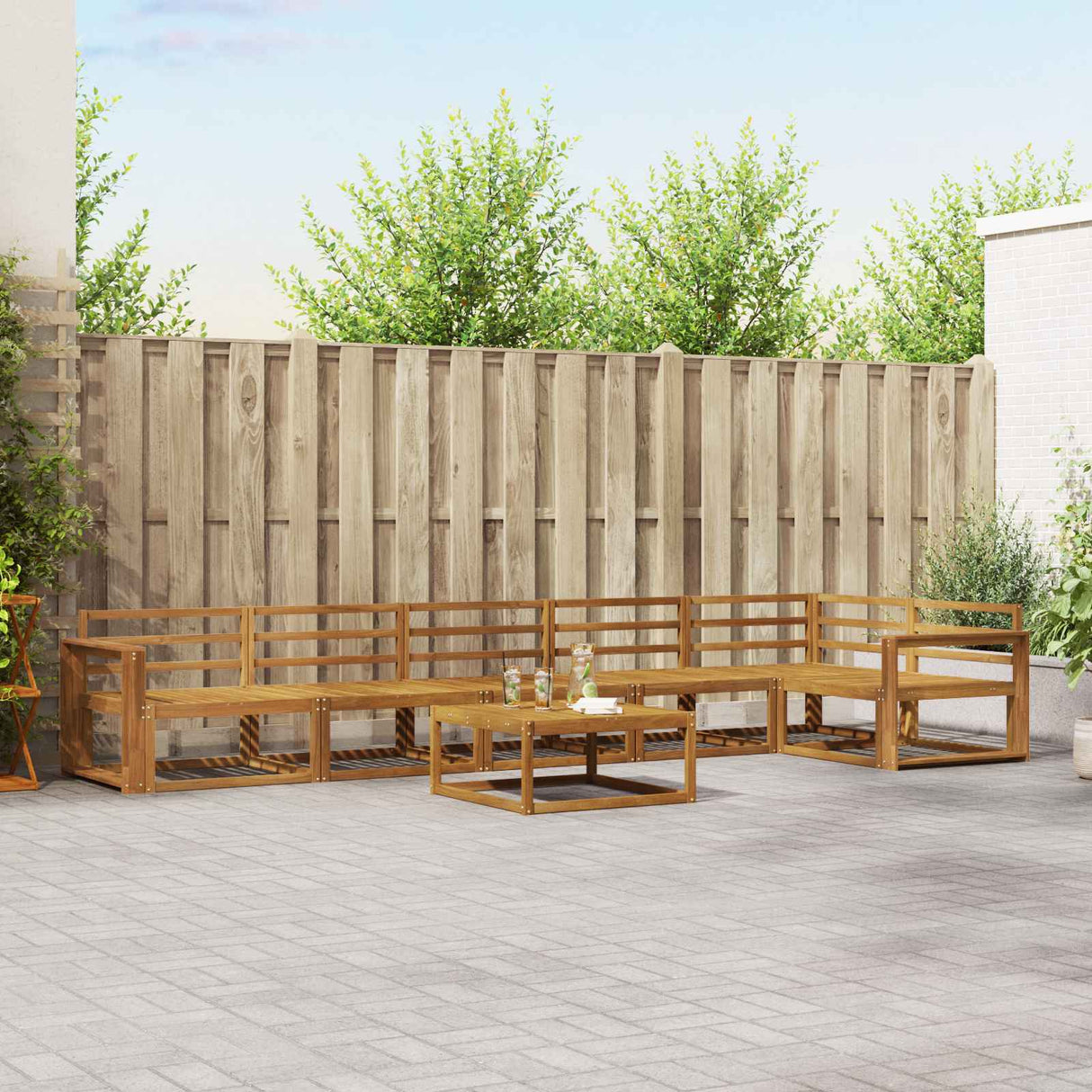 vidaXL Buiten bank set 7 pcs Naturel Massief Acacia Hout