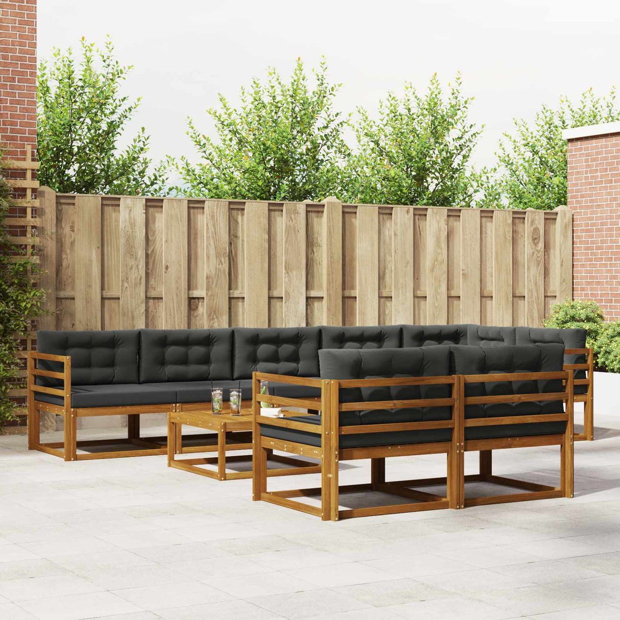 vidaXL Buiten bank set 9 pcs Naturel Massief Acacia Hout