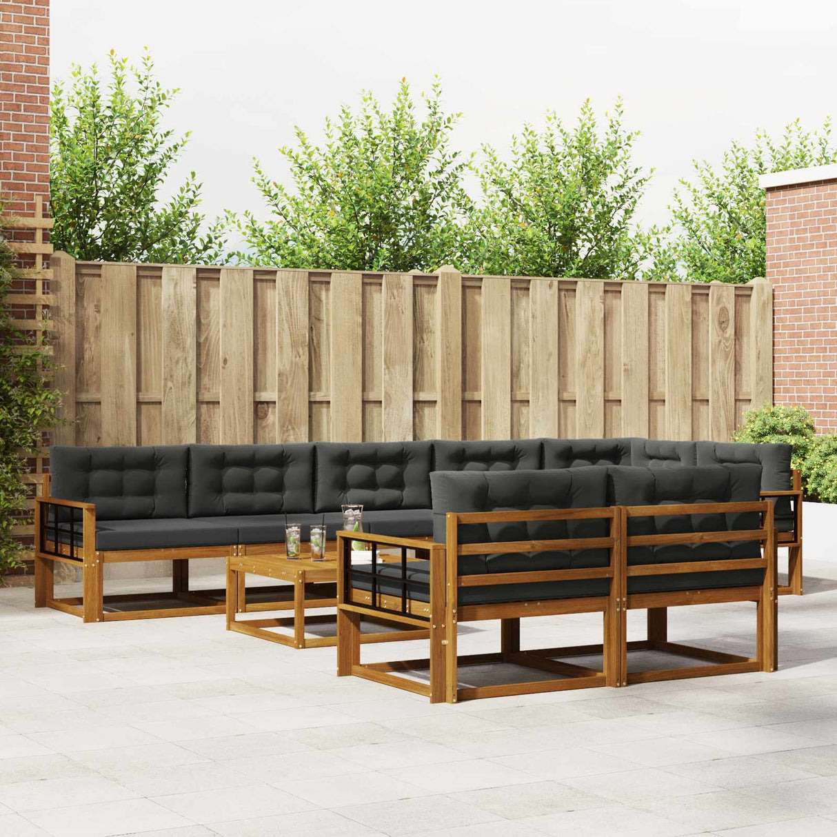 vidaXL Buiten bank set 9 pcs Naturel Massief Acacia Hout