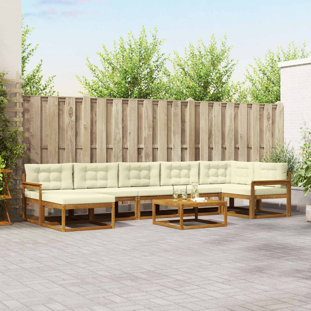 vidaXL Buiten bank set 8 pcs Naturel Massief Acacia Hout