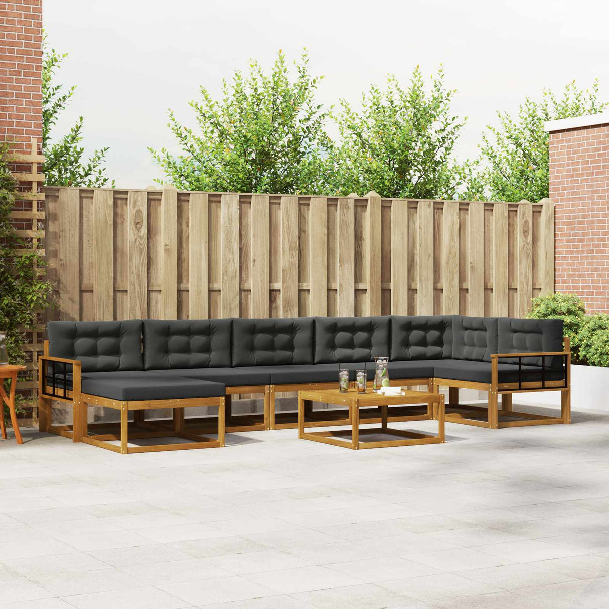 vidaXL Buiten bank set 8 pcs Naturel Massief Acacia Hout