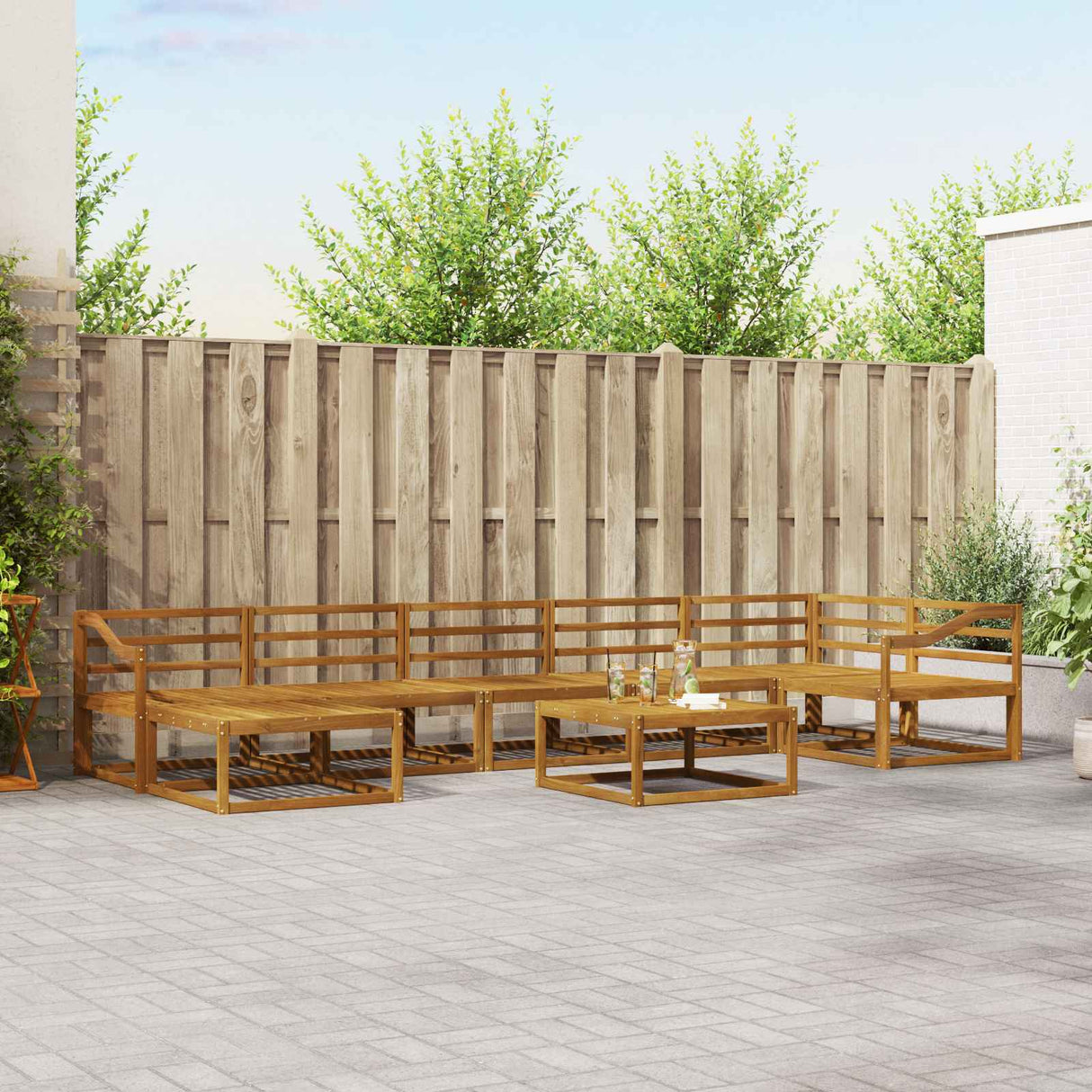 vidaXL Buiten bank set 8 pcs Naturel Massief Acacia Hout
