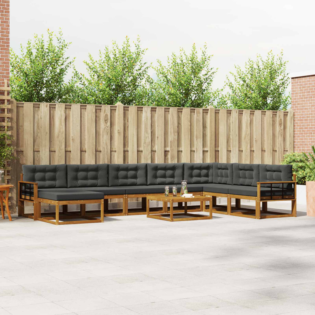 vidaXL Ensemble de salon de jardin 9 pcs Bois d'acacia massif Naturel