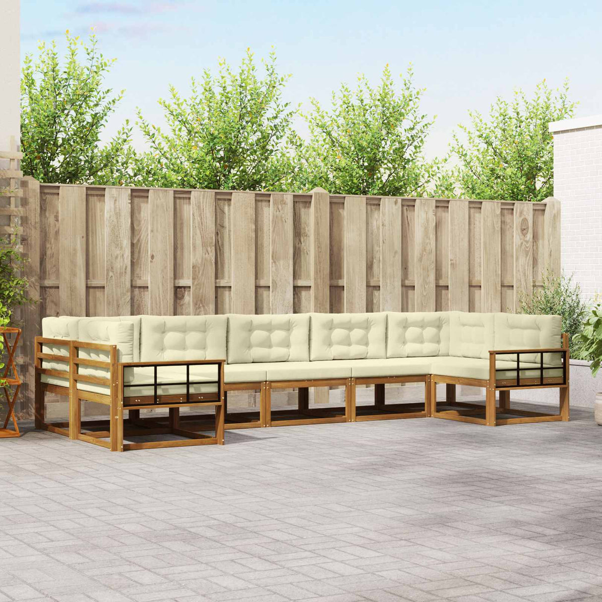 vidaXL Outdoor Lounge Set 7 pcs Natural Solid Acacia Wood