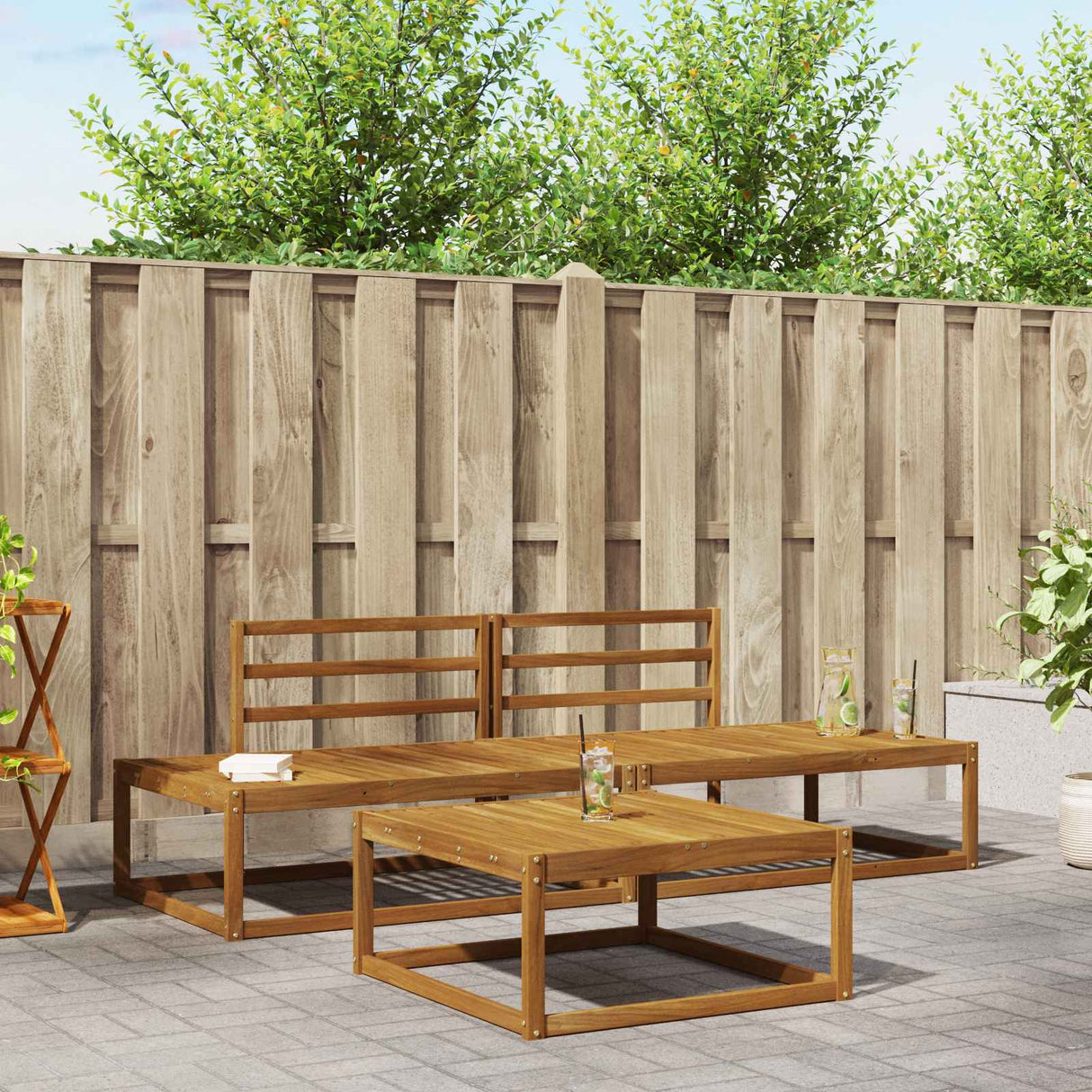 vidaXL Buiten bank set 3 Stuk Naturel Massief Acacia Hout