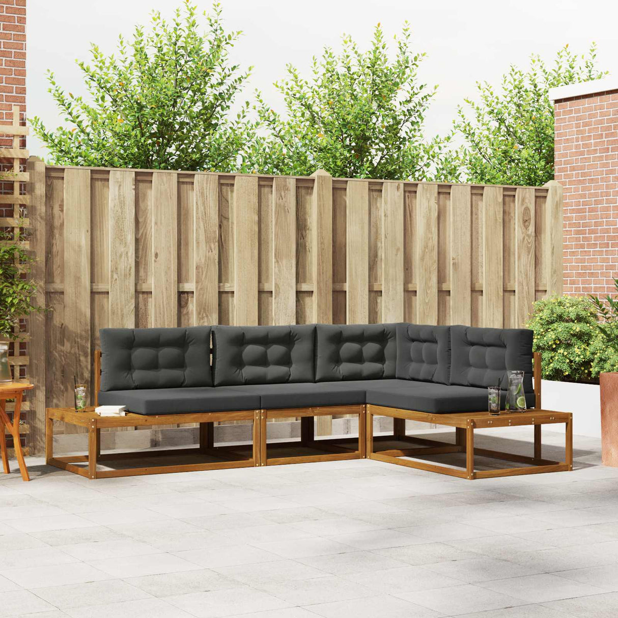 vidaXL Buiten bank set 4 Stuk Naturel Massief Acacia Hout