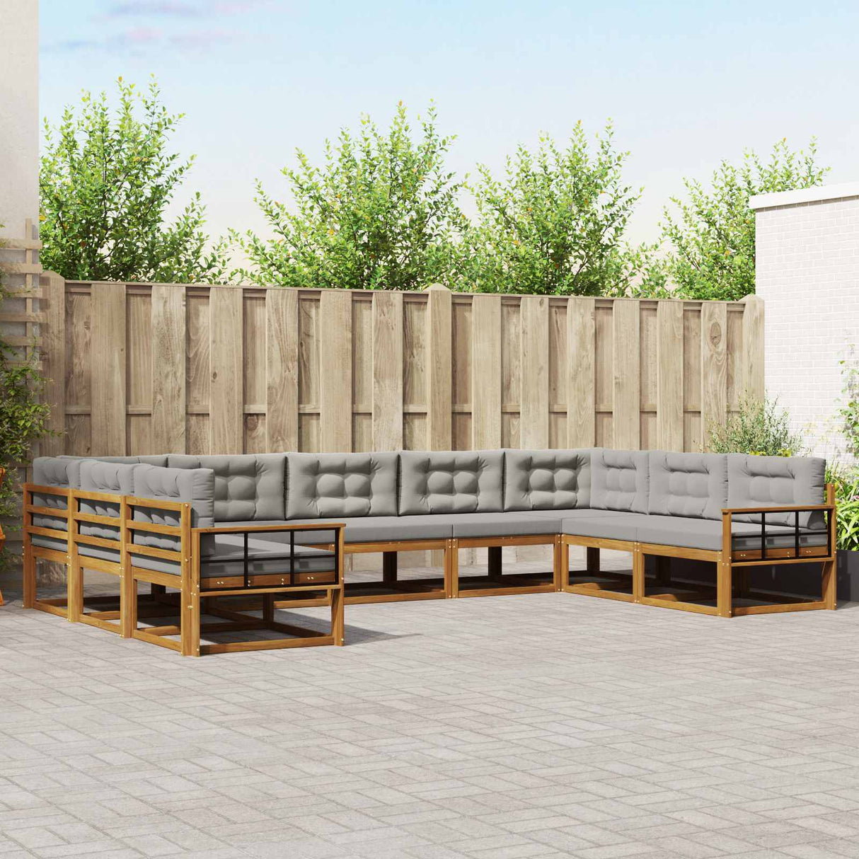vidaXL Outdoor Sofa Set 9 pcs Natural Solid Acacia Wood