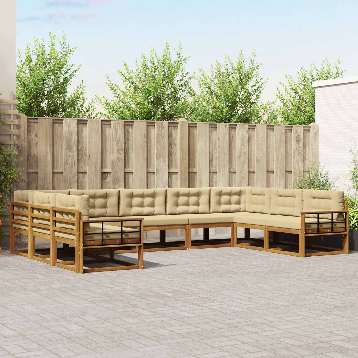 vidaXL Outdoor Sofa Set 9 pcs Natural Solid Acacia Wood