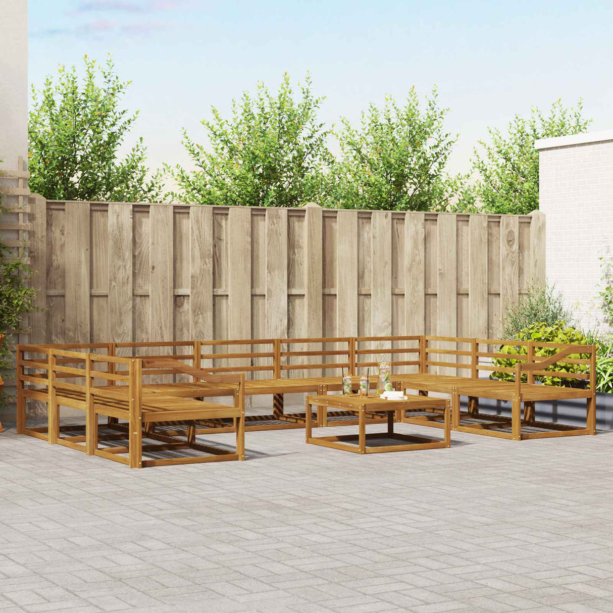 vidaXL Buiten bank set 10 pcs Naturel Massief Acacia Hout