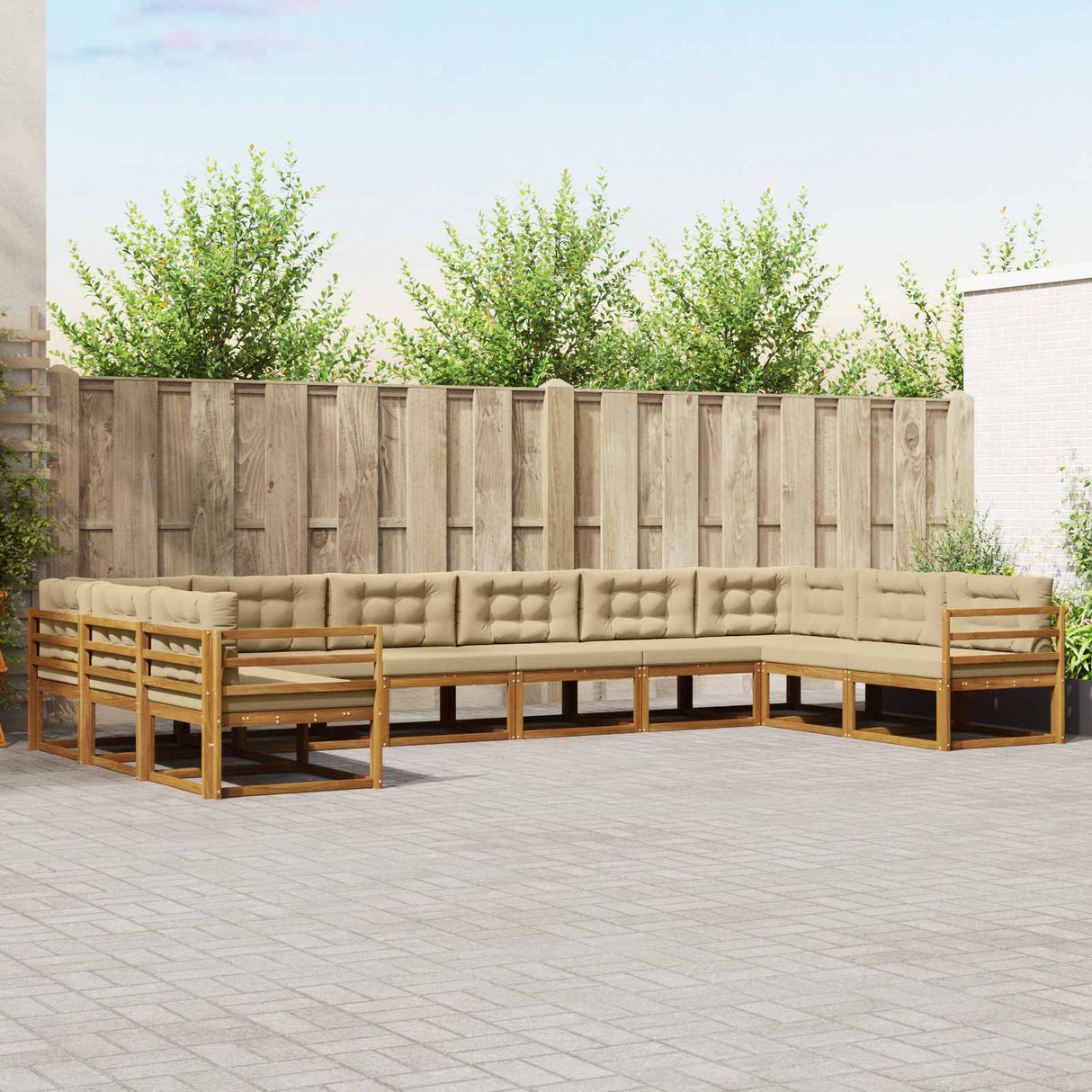 vidaXL Buiten bank set 10 pcs Naturel Massief Acacia Hout