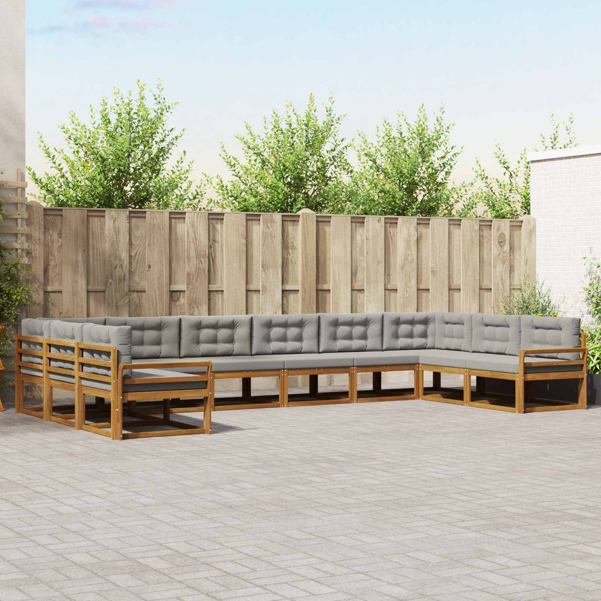 vidaXL Buiten bank set 10 pcs Naturel Massief Acacia Hout