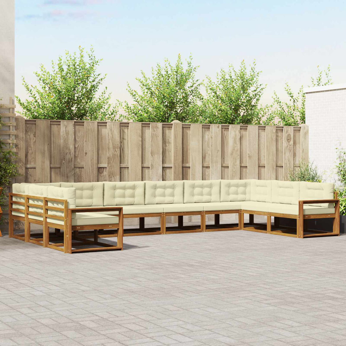 vidaXL Buiten bank set 10 pcs Naturel Massief Acacia Hout