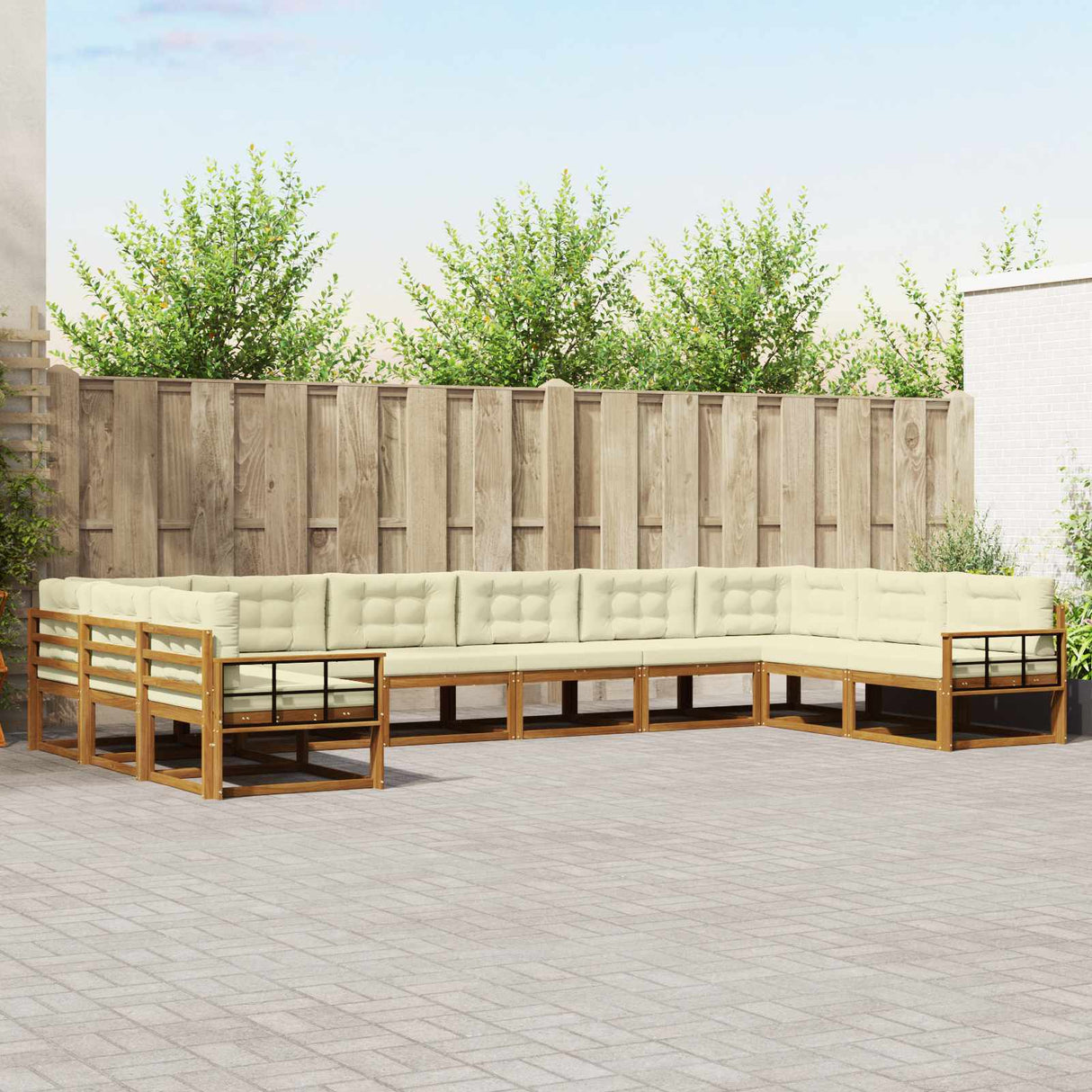 vidaXL Buiten bank set 10 pcs Naturel Massief Acacia Hout