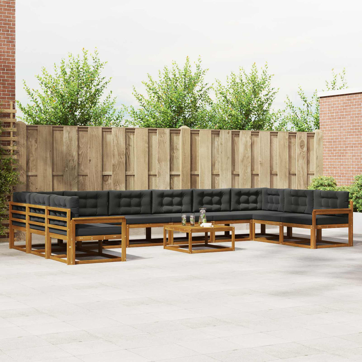 vidaXL Buiten bank set 11 pcs Naturel Massief Acacia Hout