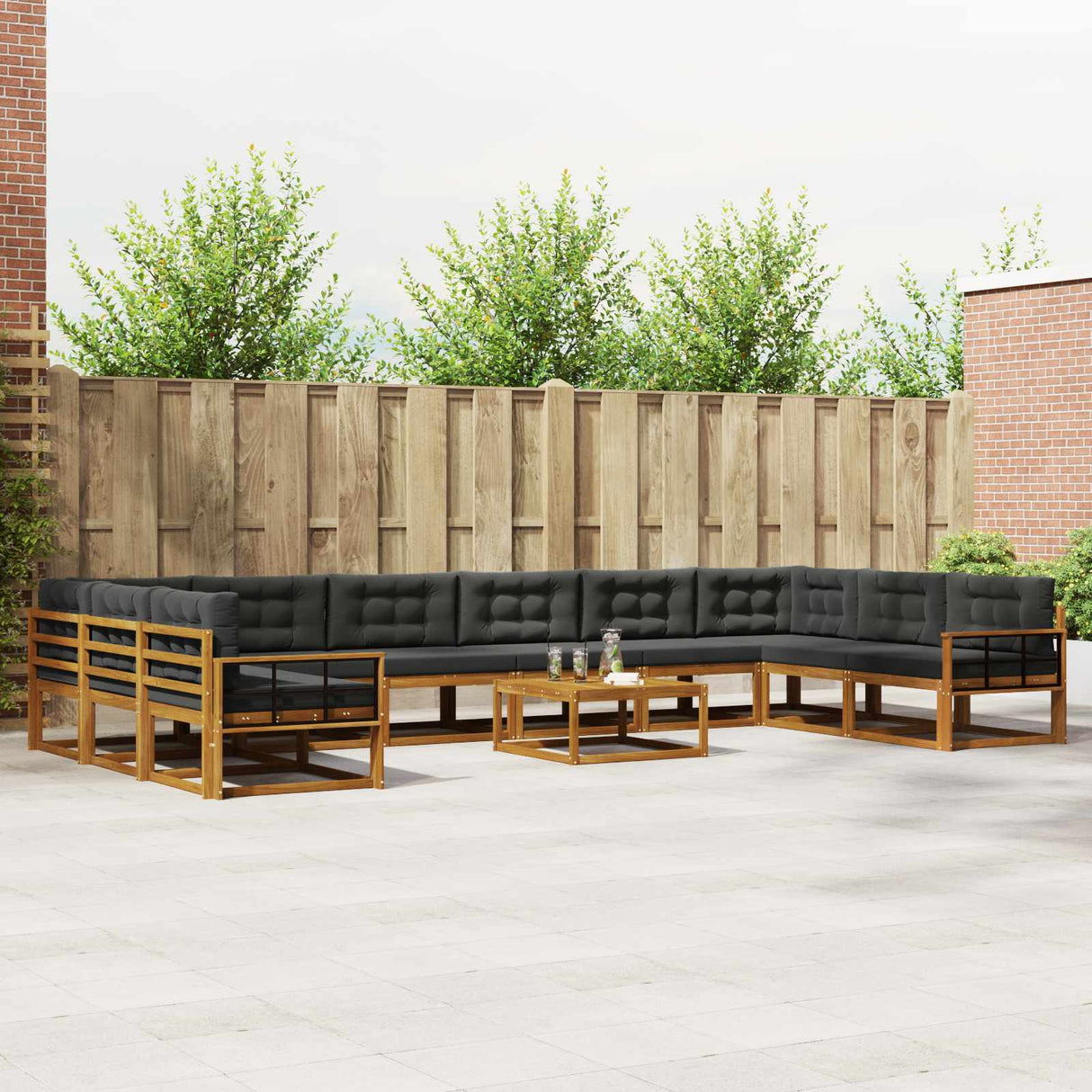 vidaXL Buiten bank set 11 pcs Naturel Massief Acacia Hout