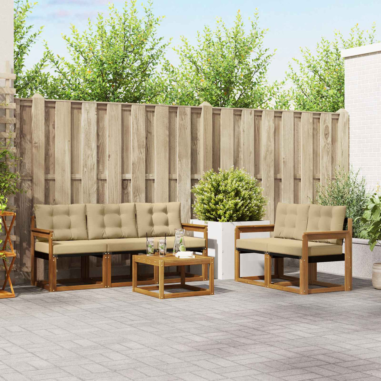 vidaXL Ensemble de banque de construction avec ustensiles 6 pcs Naturel et Crème