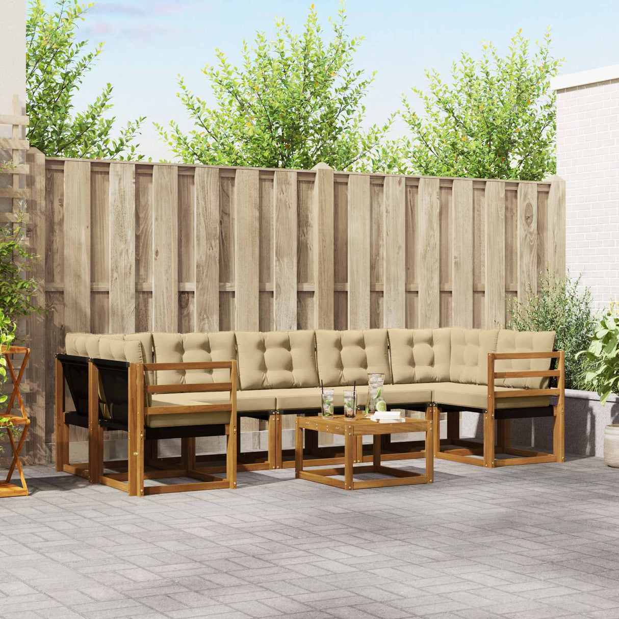 vidaXL Ensemble de banque de construction avec ustensiles 8 pcs Naturel et Crème