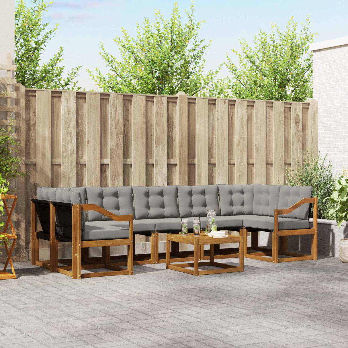 vidaXL Ensemble de banque de construction avec ustensiles 8 pcs Naturel et Crème