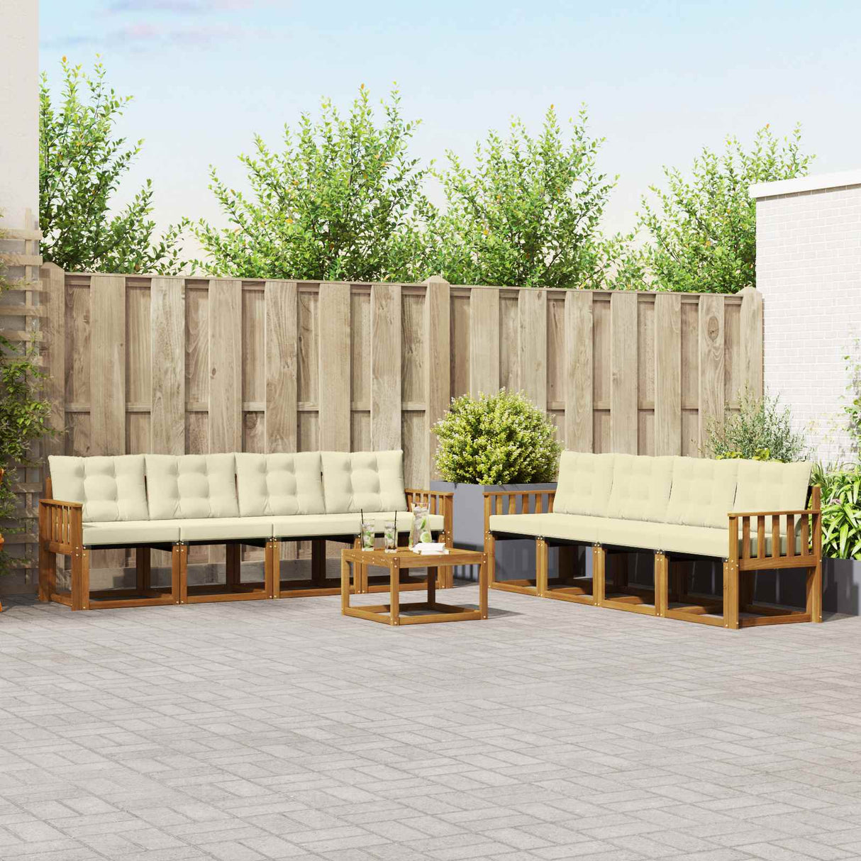 vidaXL Ensemble de banque de construction avec ustensiles 9 pcs Naturel et Crème