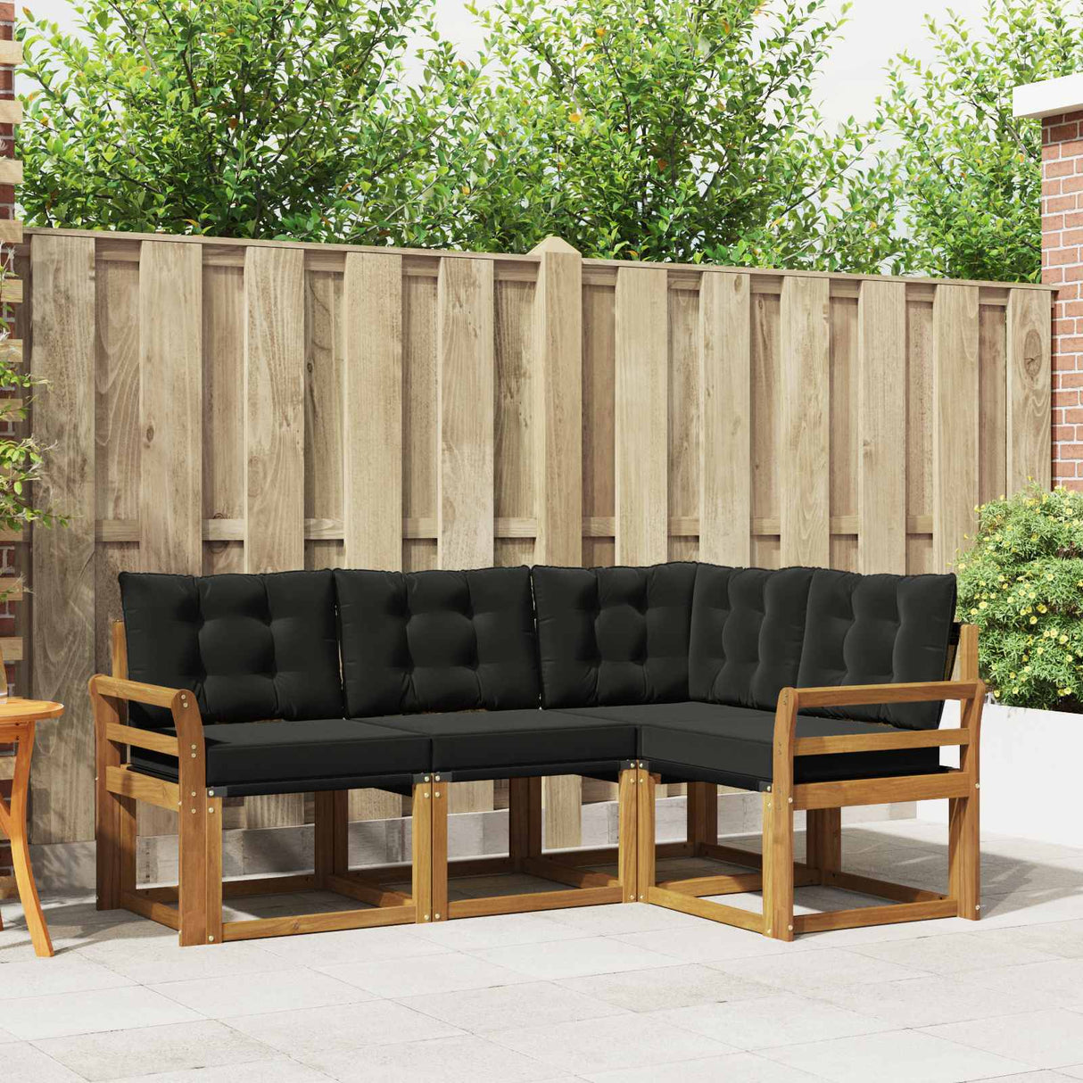 vidaXL Buiten bank set met kussen 4 pcs Natuurlijk en Crème