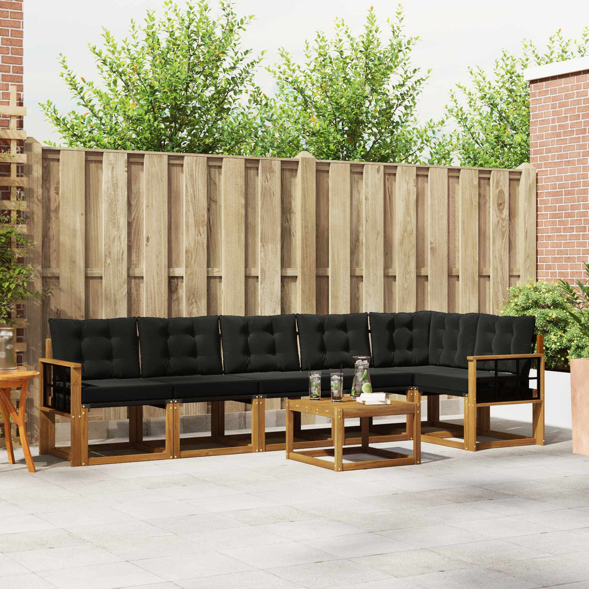 vidaXL Outdoor Sofa Set with Cushions 7 pcs Natural and Cream