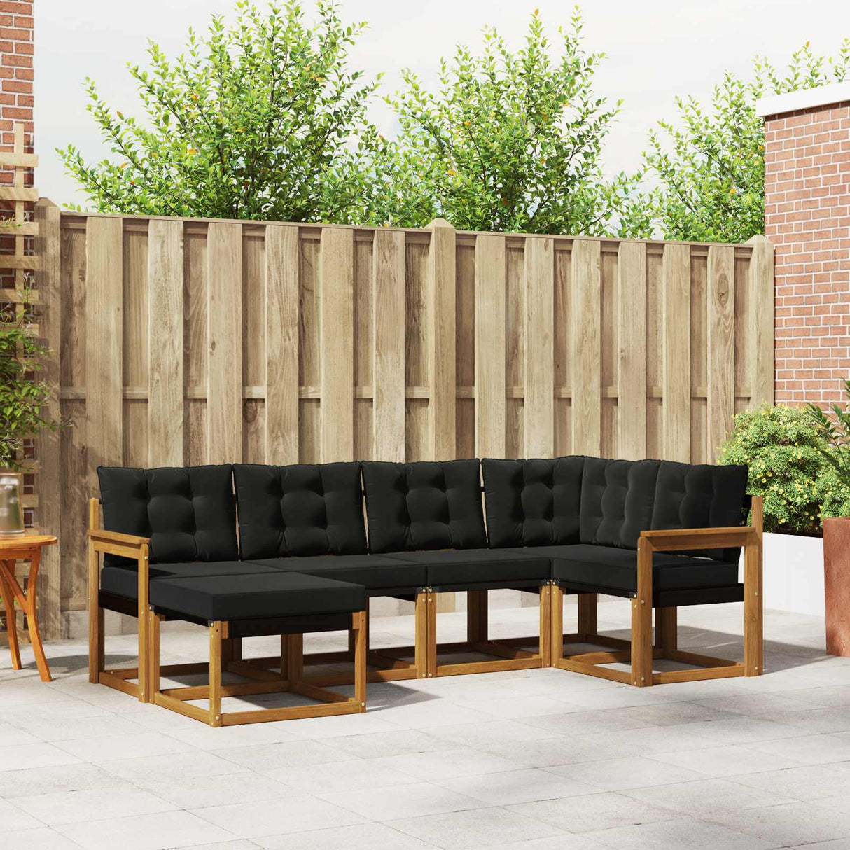 vidaXL Buiten bank set met kussen 6 pcs Natuurlijk en Crème
