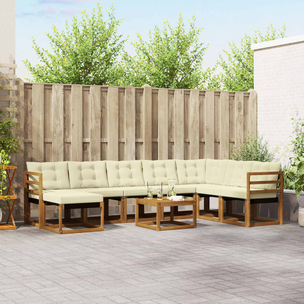 vidaXL Ensemble de banque de construction avec ustensiles 9 pcs Naturel et Crème