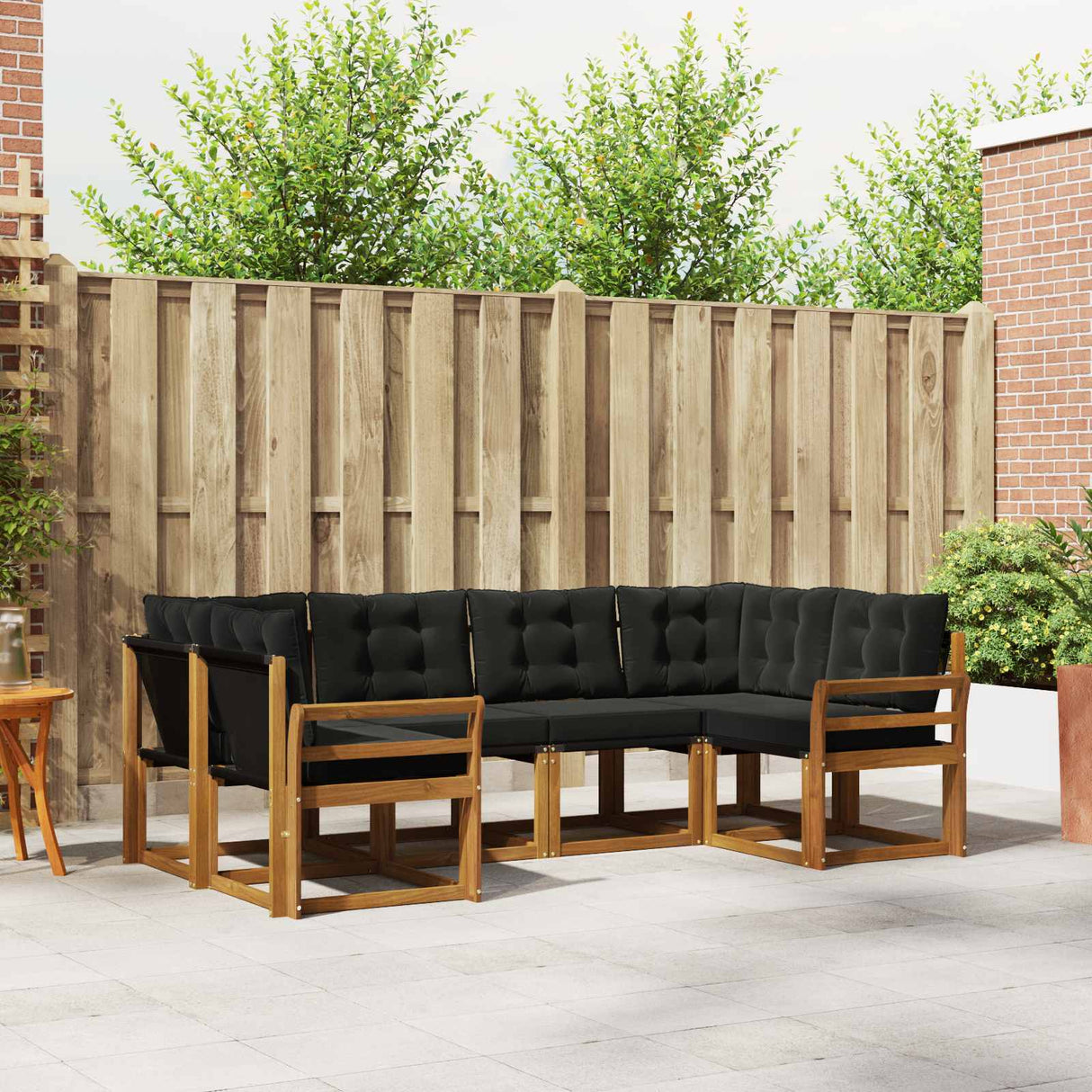 vidaXL Buiten bank set met kussen 6 pcs Natuurlijk en Crème