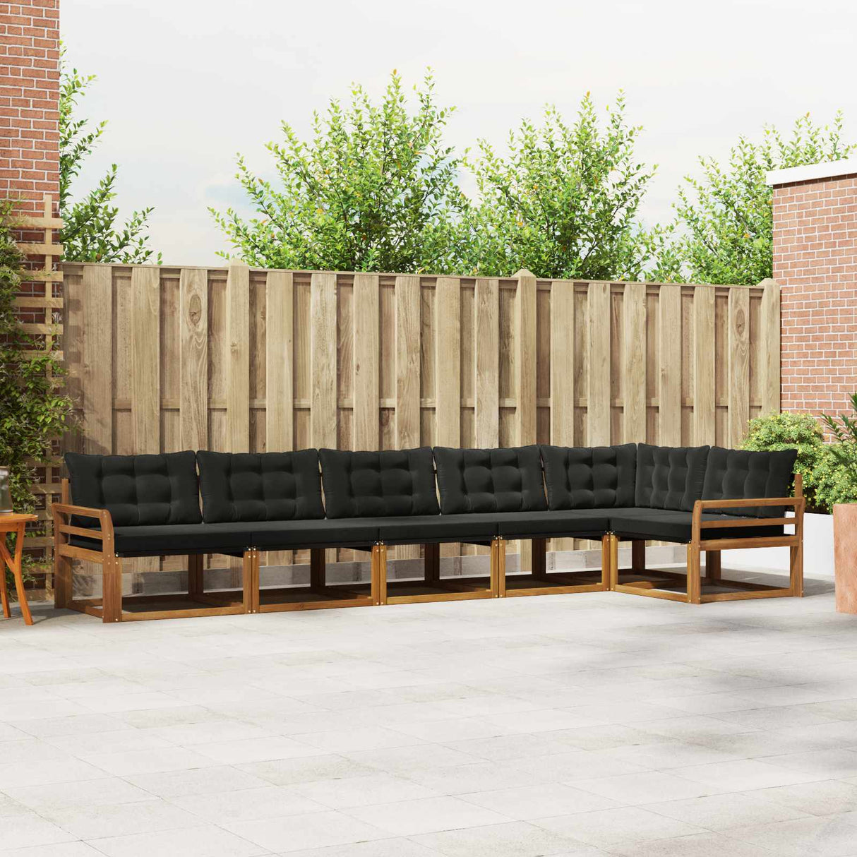 vidaXL Buiten bank set met kussen 6 pcs Natuurlijk en Crème