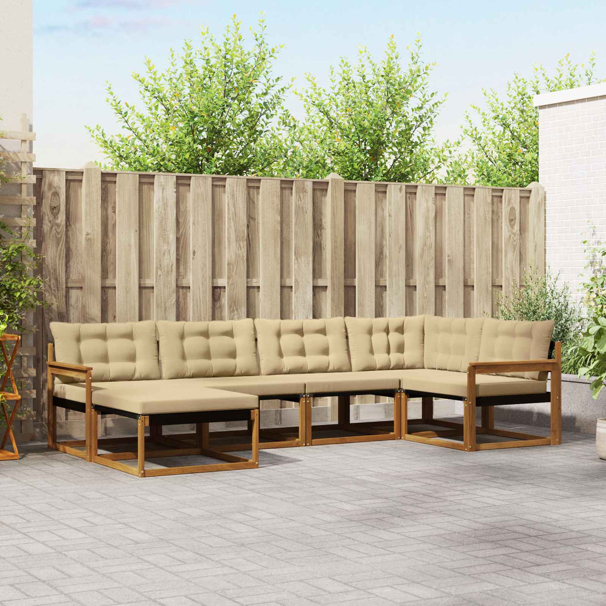 vidaXL Outdoor Sofa Set 18 pcs Natural and Cream Solid Acacia Wood